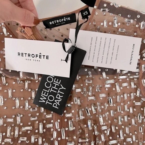 Retrofete Vinci Crystal Embellished Handmade Sheer Maxi Dress Gown NEW with tags - Picture 7 of 15